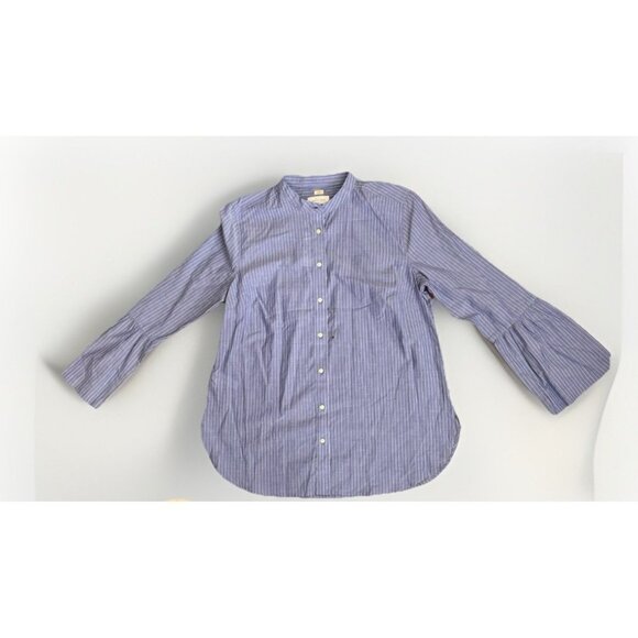 LOFT Ann Taylor The Softened Shirt Womens Medium Button Up Shirt Striped Cotton - Picture 1 of 7